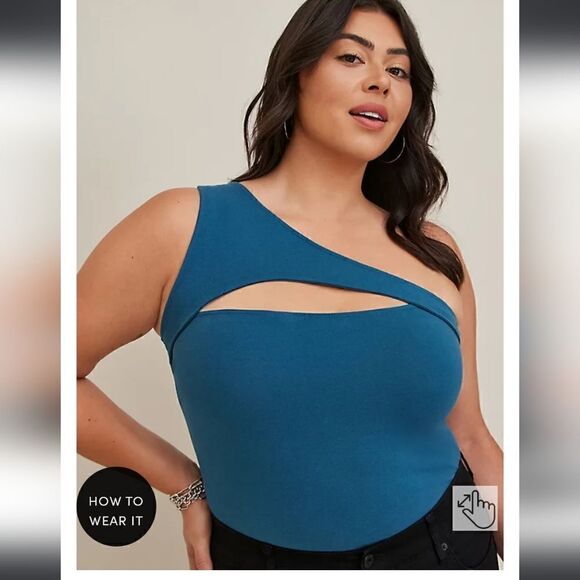 FOXY CUTOUT ONE SHOULDER TOP - Picture 1 of 5